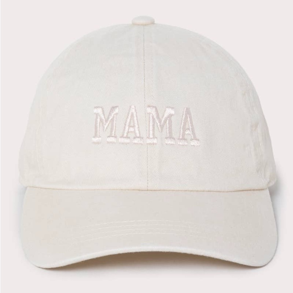 Cream 'MAMA' Embroidered Cap